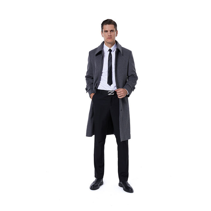 Herren Langmantel aus Wollmix mit schlichter Knopfleiste und verstellbaren Manschetten Drune