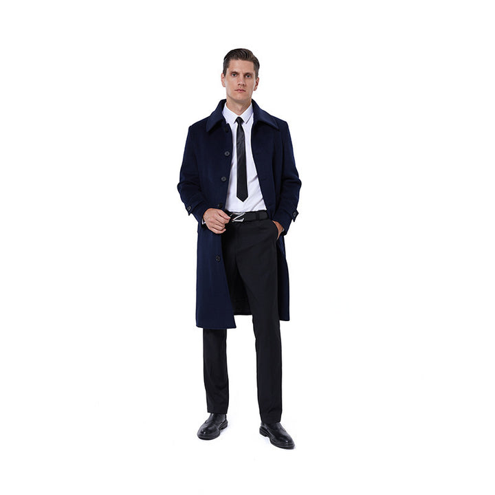 Herren Langmantel aus Wollmix mit schlichter Knopfleiste und verstellbaren Manschetten Drune