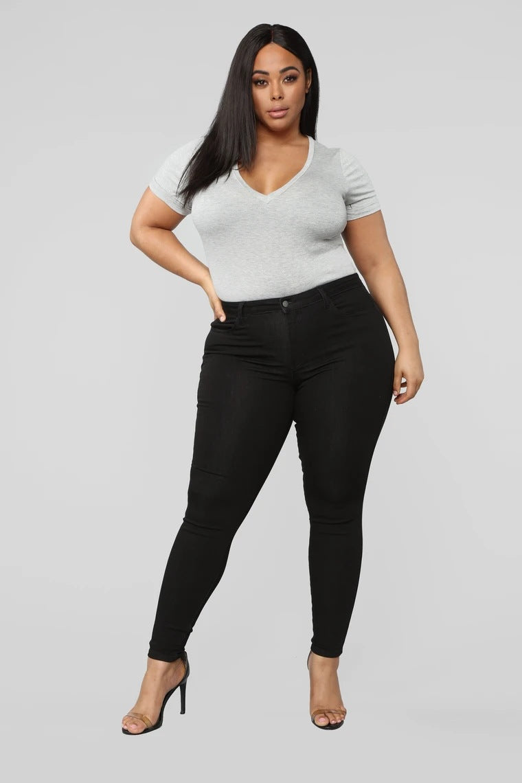 Damen High-Waist-Stretch-Skinny-Jeans für Curvy-Figuren Drune