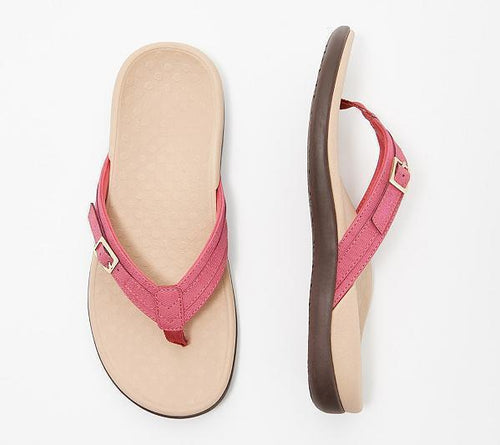 Damen nan verstellbare Zehensteg-Pantolette aus Textil mit gepolstertem Komfortfußbett Drune