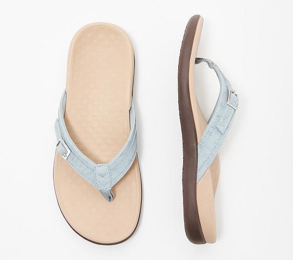 Damen nan verstellbare Zehensteg-Pantolette aus Textil mit gepolstertem Komfortfußbett Drune