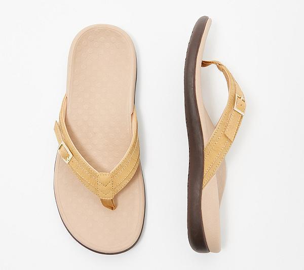 Damen nan verstellbare Zehensteg-Pantolette aus Textil mit gepolstertem Komfortfußbett Drune
