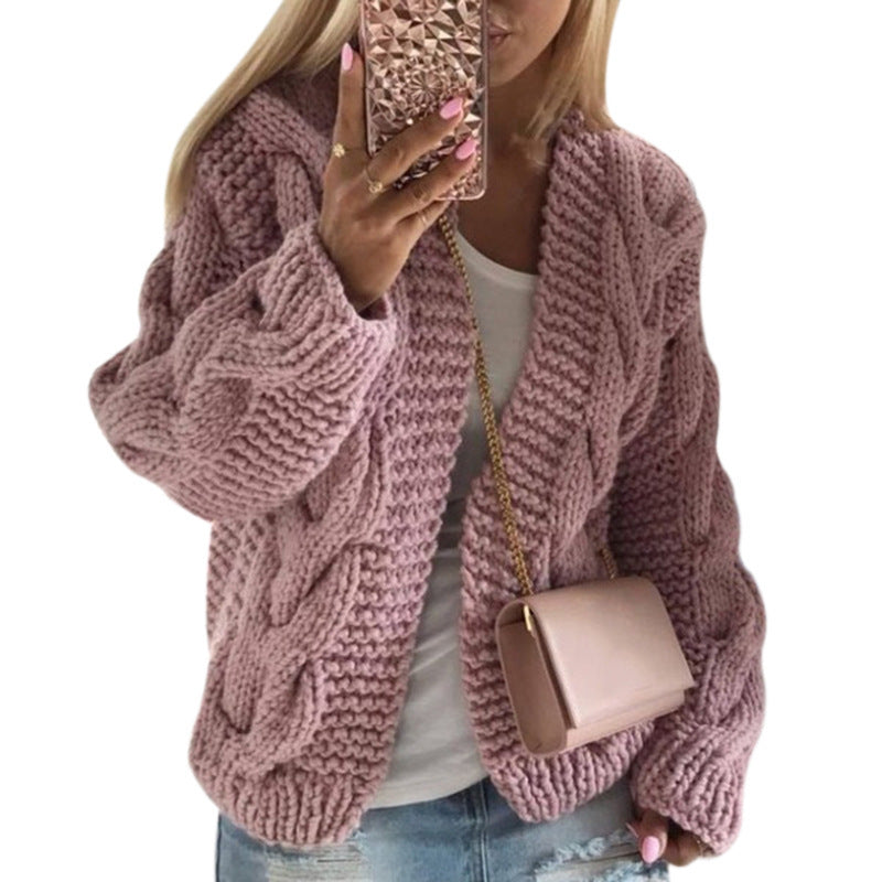 Damen Strickjacke im angesagten Grobstrick-Design mit tiefem V-Ausschnitt Drune