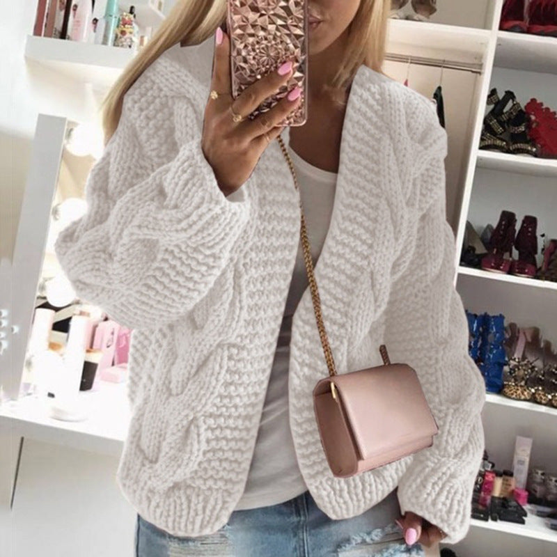 Damen Strickjacke im angesagten Grobstrick-Design mit tiefem V-Ausschnitt Drune