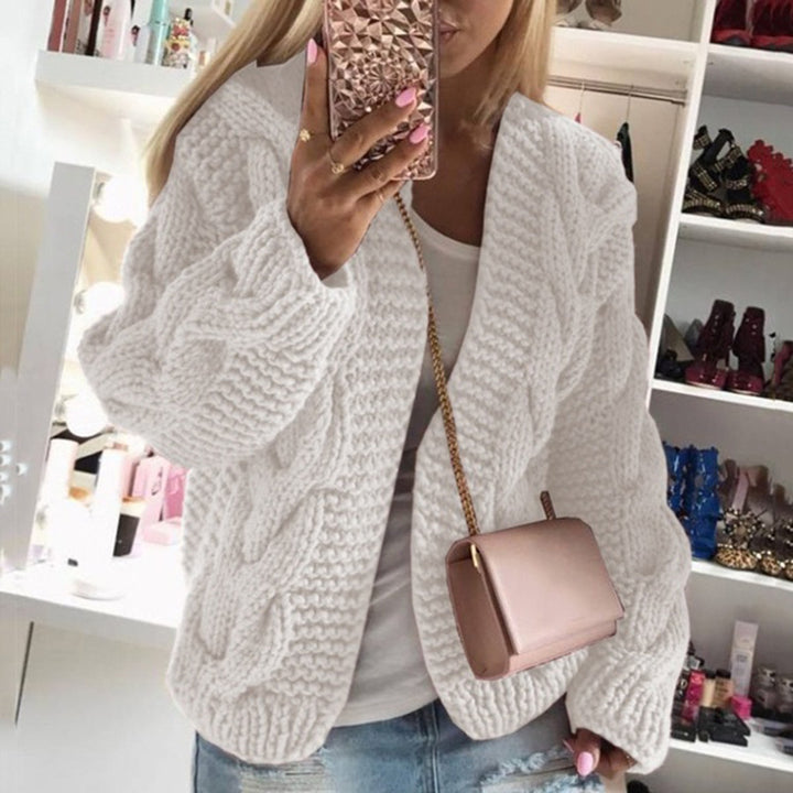 Damen Strickjacke im angesagten Grobstrick-Design mit tiefem V-Ausschnitt Drune