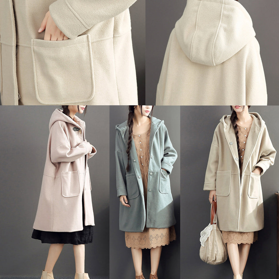 Drune | Winter leicht gelb Wollmäntel Übergröße Kapuzen eleganter Trenchcoat