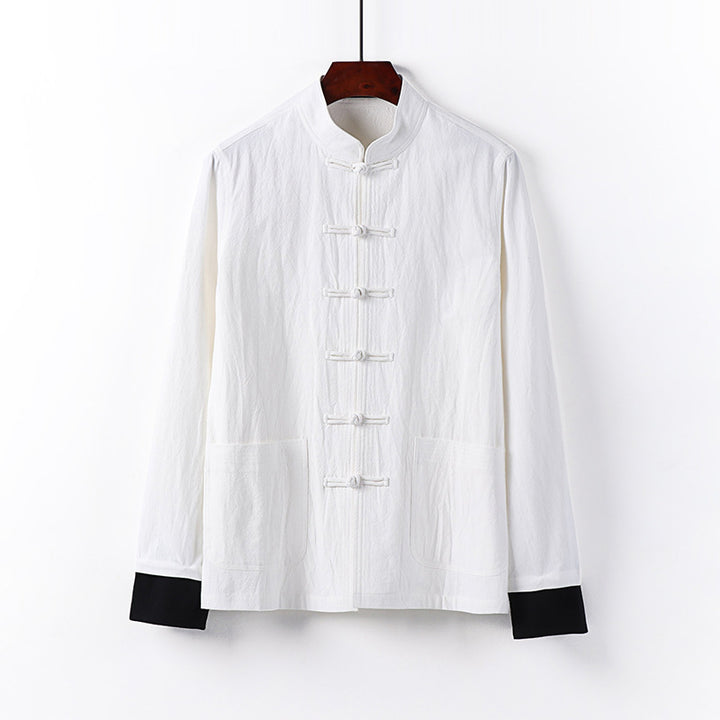 Herren Traditionelle chinesische Tang-Jacke mit Stehkragen und Knotenverschlüssen Drune