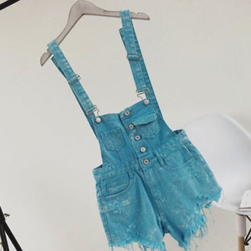 Drune | Denim Baumwolle Träger Shorts Lose Overall Romper