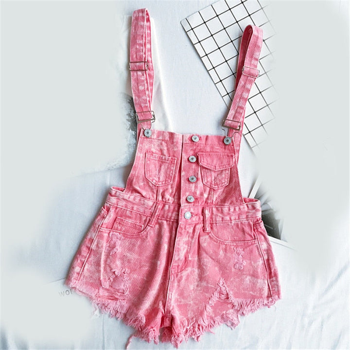 Drune | Denim Baumwolle Träger Shorts Lose Overall Romper