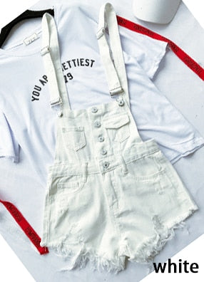 Drune | Denim Baumwolle Träger Shorts Lose Overall Romper