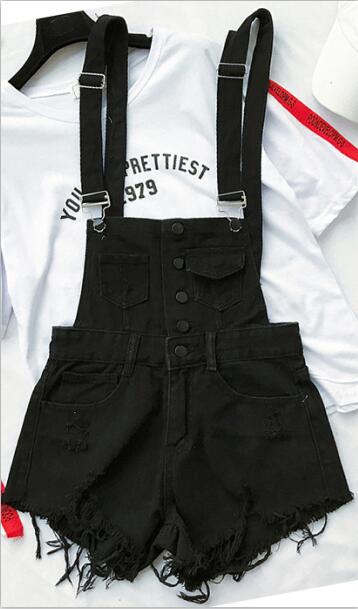 Drune | Denim Baumwolle Träger Shorts Lose Overall Romper