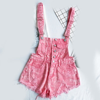 Drune | Denim Baumwolle Träger Shorts Lose Overall Romper