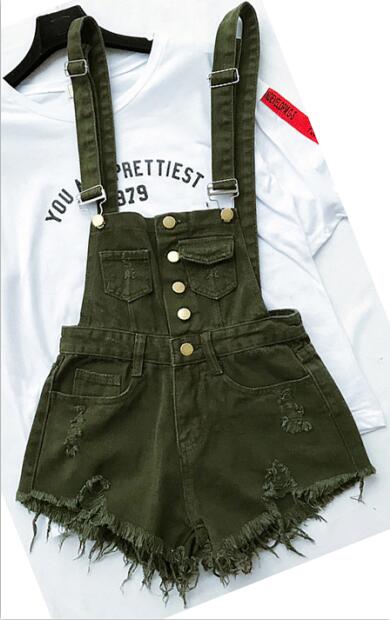 Drune | Denim Baumwolle Träger Shorts Lose Overall Romper