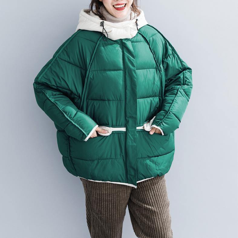 Drune | hochwertige grüne Baumwolljacke Plus-Size-Bekleidung mit Kapuze Kordelzug dicke Taschen mit Reißverschluss Baumwolljacken
