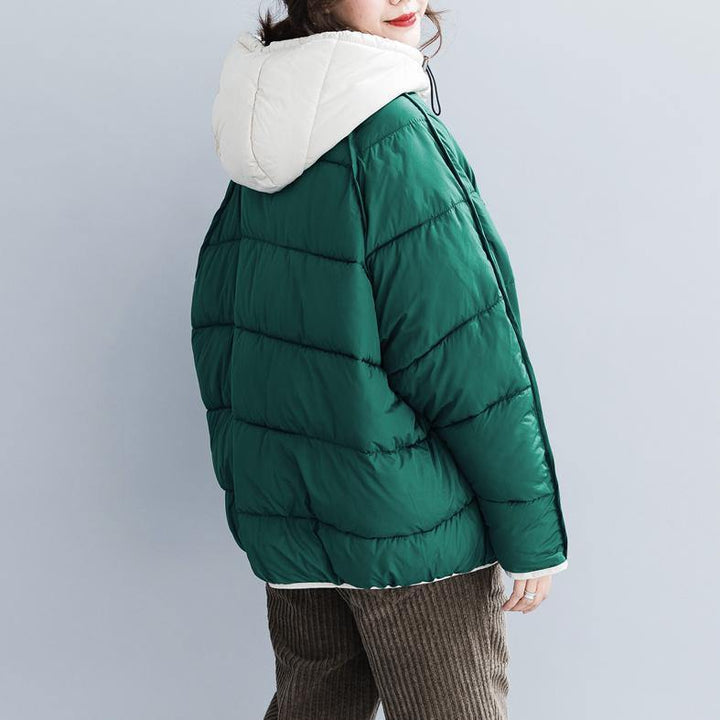 Drune | hochwertige grüne Baumwolljacke Plus-Size-Bekleidung mit Kapuze Kordelzug dicke Taschen mit Reißverschluss Baumwolljacken