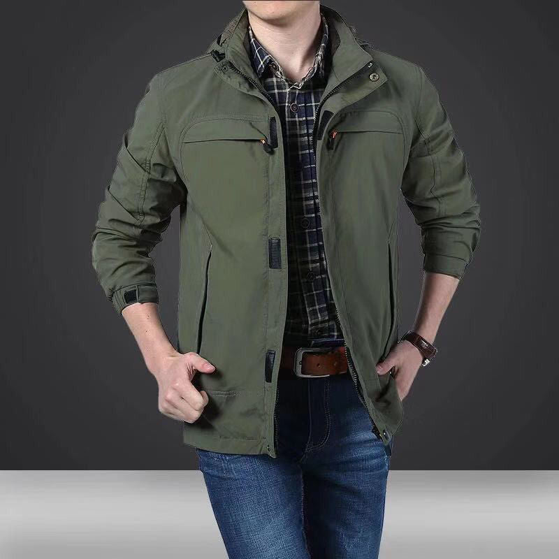 Herren leichte technische Fieldjacke mit Mehrzwecktaschen und verstellbarem Saum Drune