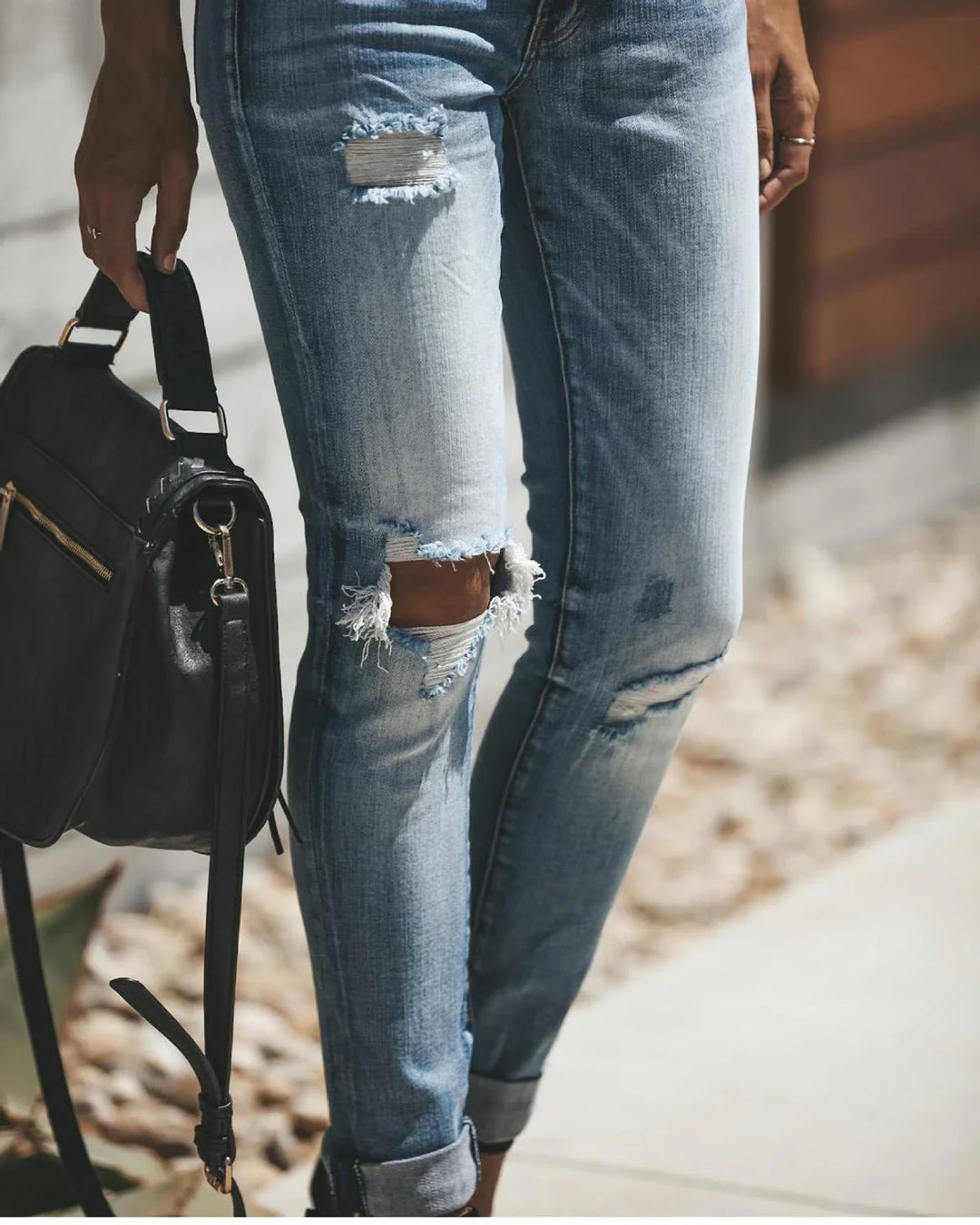 Drune - Hellblaue zerrissene Jeans