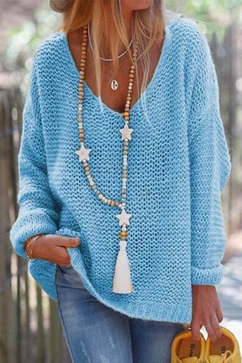 Drune | Rosiedress V-Ausschnitt Drop-Shoulder Solid Strickpullover