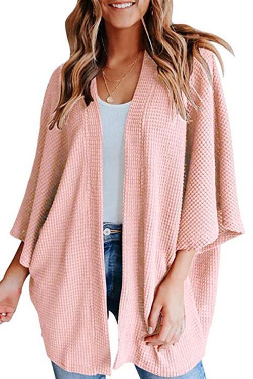 Drune | Rosiedress Solid 3/4 Ärmel Offene Vorderseite Kimono Cardigan