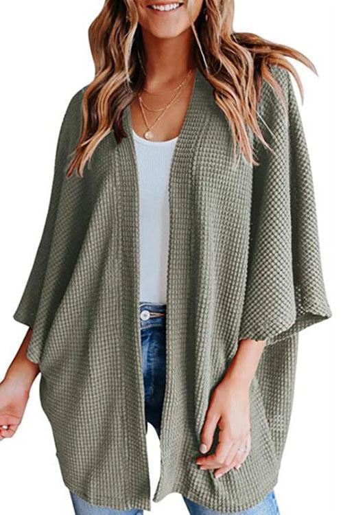 Drune | Rosiedress Solid 3/4 Ärmel Offene Vorderseite Kimono Cardigan