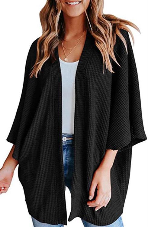 Drune | Rosiedress Solid 3/4 Ärmel Offene Vorderseite Kimono Cardigan