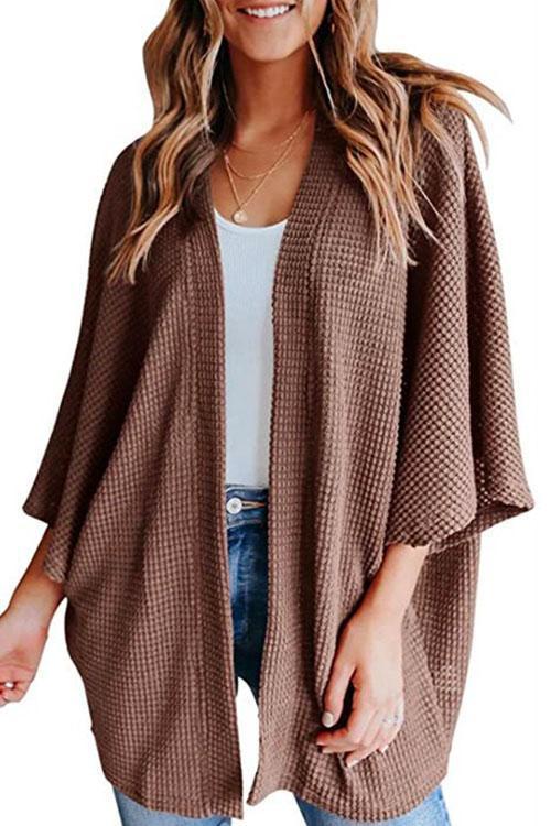 Drune | Rosiedress Solid 3/4 Ärmel Offene Vorderseite Kimono Cardigan