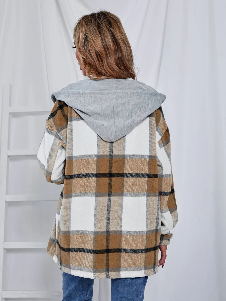 Drune | Length Tweed Karo Kapuzenjacke