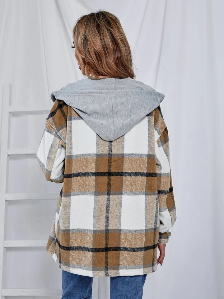 Drune | Length Tweed Karo Kapuzenjacke