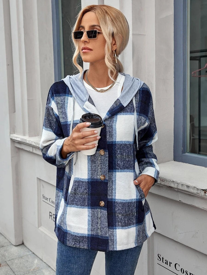 Drune | Length Tweed Karo Kapuzenjacke