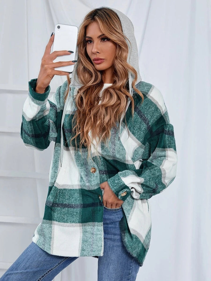 Drune | Length Tweed Karo Kapuzenjacke