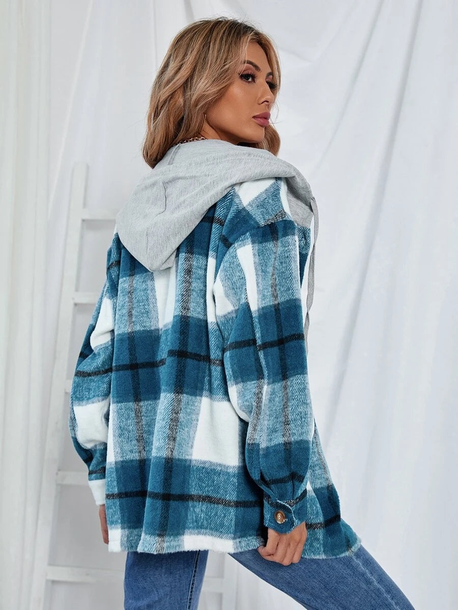 Drune | Length Tweed Karo Kapuzenjacke