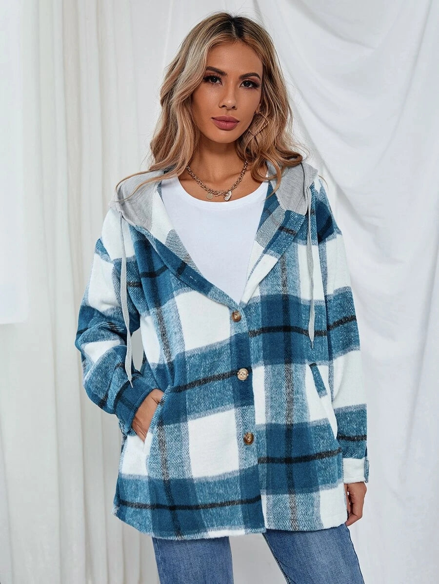 Drune | Length Tweed Karo Kapuzenjacke