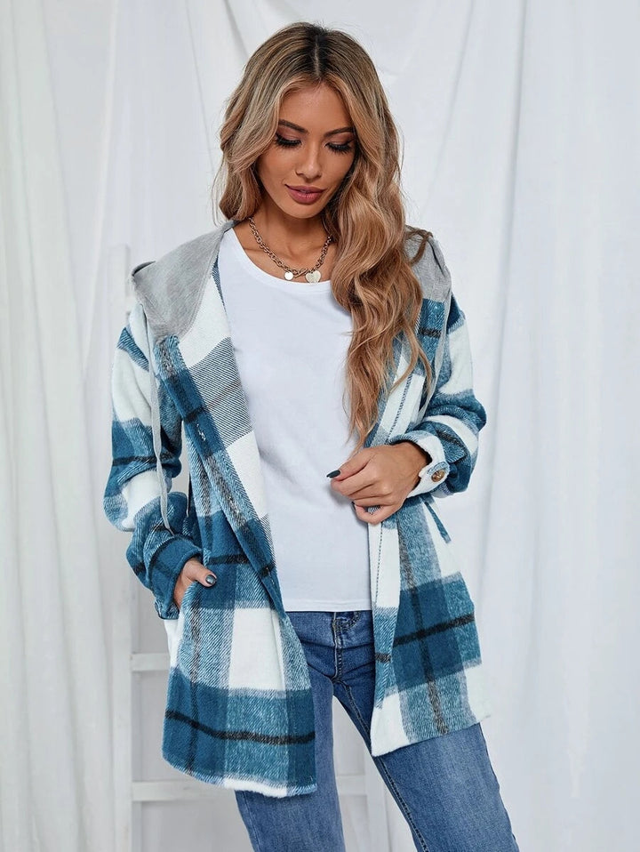 Drune | Length Tweed Karo Kapuzenjacke