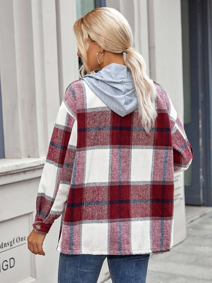 Drune | Length Tweed Karo Kapuzenjacke