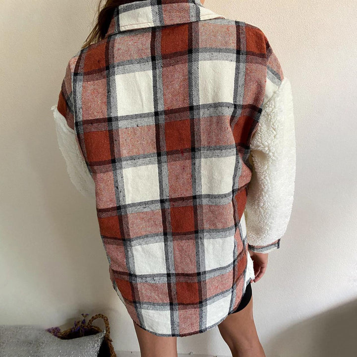 Drune | Druck Plüsch Patchwork Kontrastjacke