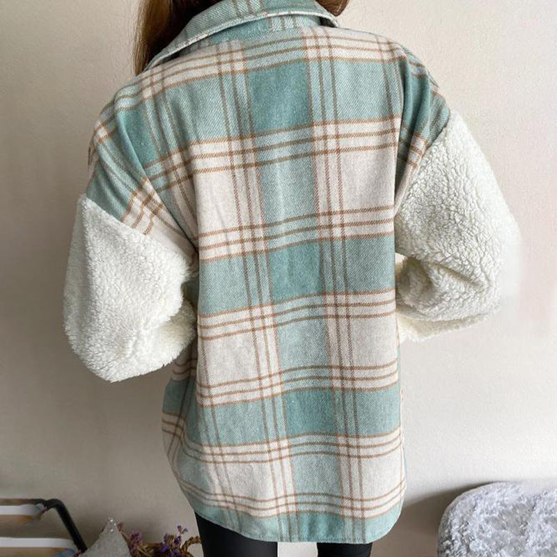 Drune | Druck Plüsch Patchwork Kontrastjacke