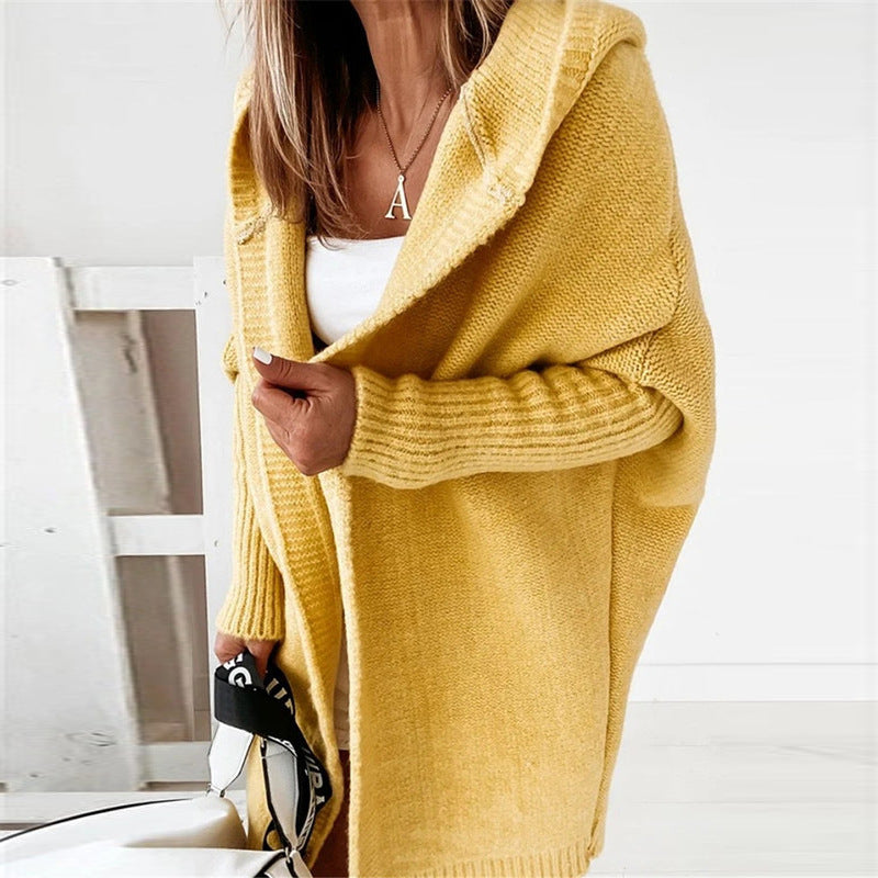 Drune | Langarm Offene Strickjacke mit Kapuze