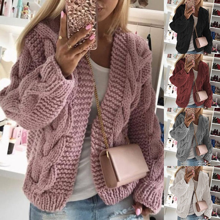 Damen Strickjacke im angesagten Grobstrick-Design mit tiefem V-Ausschnitt Drune