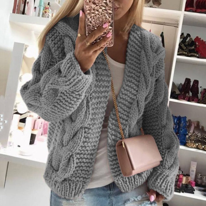 Damen Strickjacke im angesagten Grobstrick-Design mit tiefem V-Ausschnitt Drune