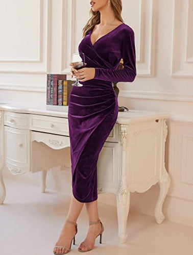Drune | Langärmeliges Bodycon-Midikleid Aus Samt