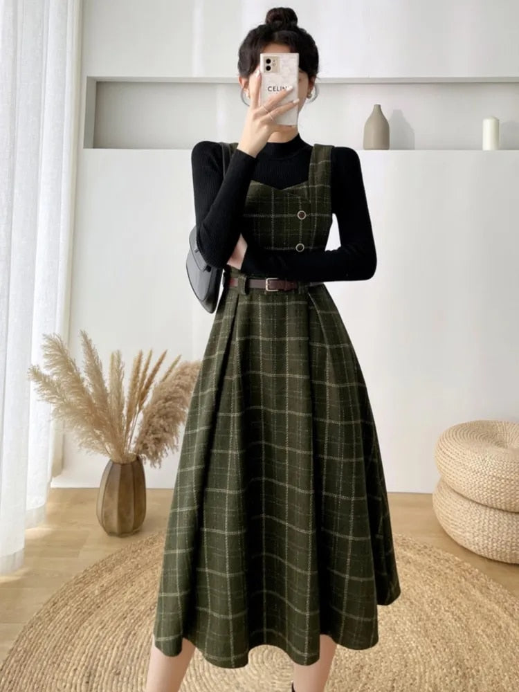 Drune - Frauen Stilvolles Vintage-Kariertes Kleid