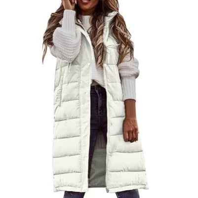 Drune Kapuze Lange Weste Lässig Mode Einreihig Jacke