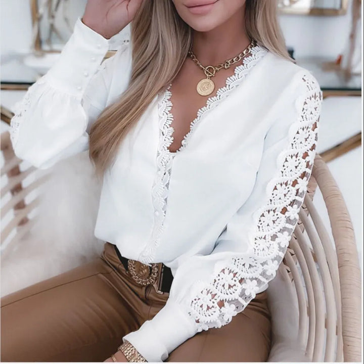 Drune | Elegante weiße Damenbluse im 2024-Stil