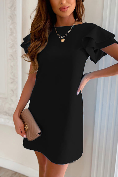 Drune | Rosiedress Solid Heap Ärmel Gemütliches Mini Kleid