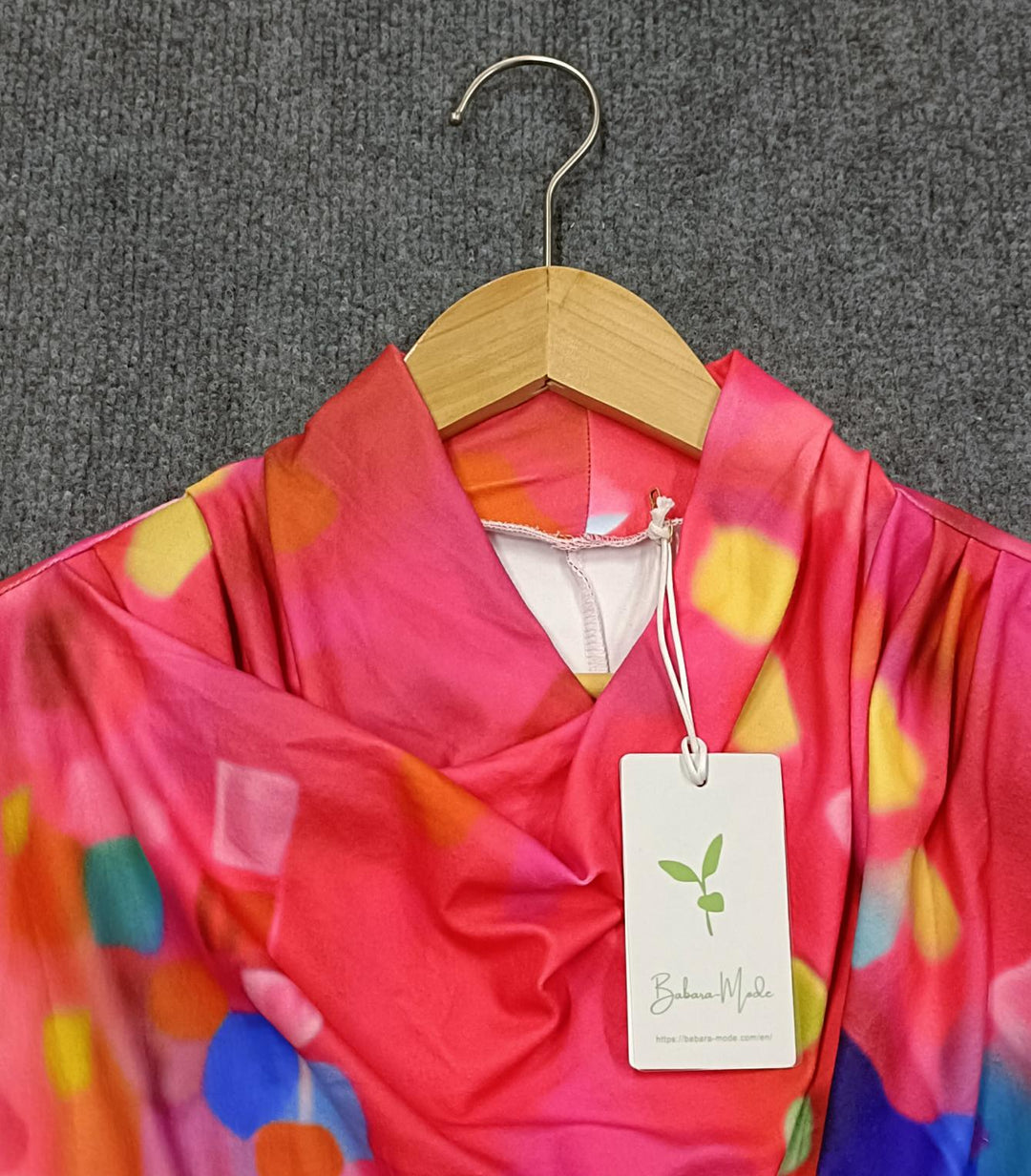 Drune | Buntes Langärmeliges Boho Top mit Schal