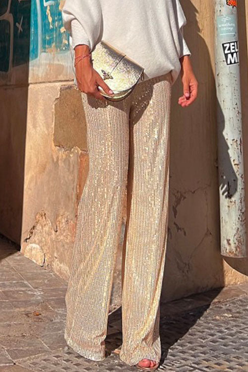 Drune | Rosiedress Elastischer Bund Weite Bein Paillettenhose