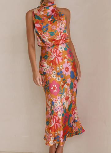 Drune - Blumiges Maxikleid mit Neckholder