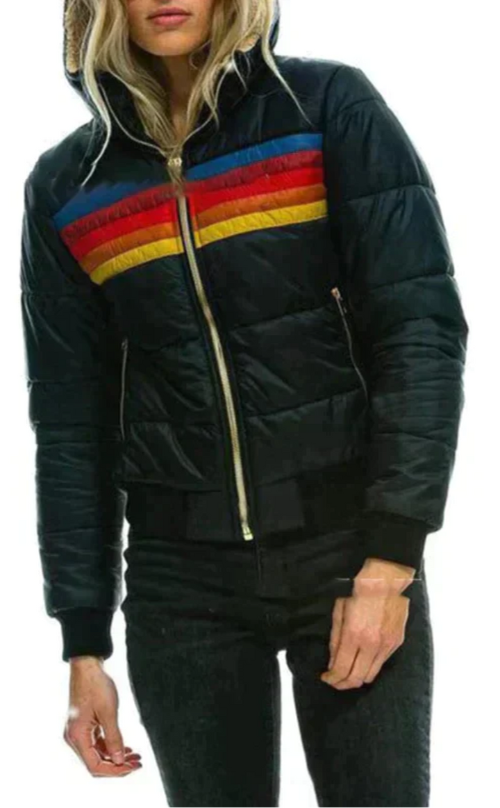 Drune | Damen Winter Daunenjacke - Mit Retro-Streifen