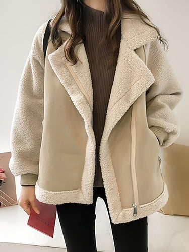 Drune | oversized veganes Wildlederjacke mit Reverskragen
