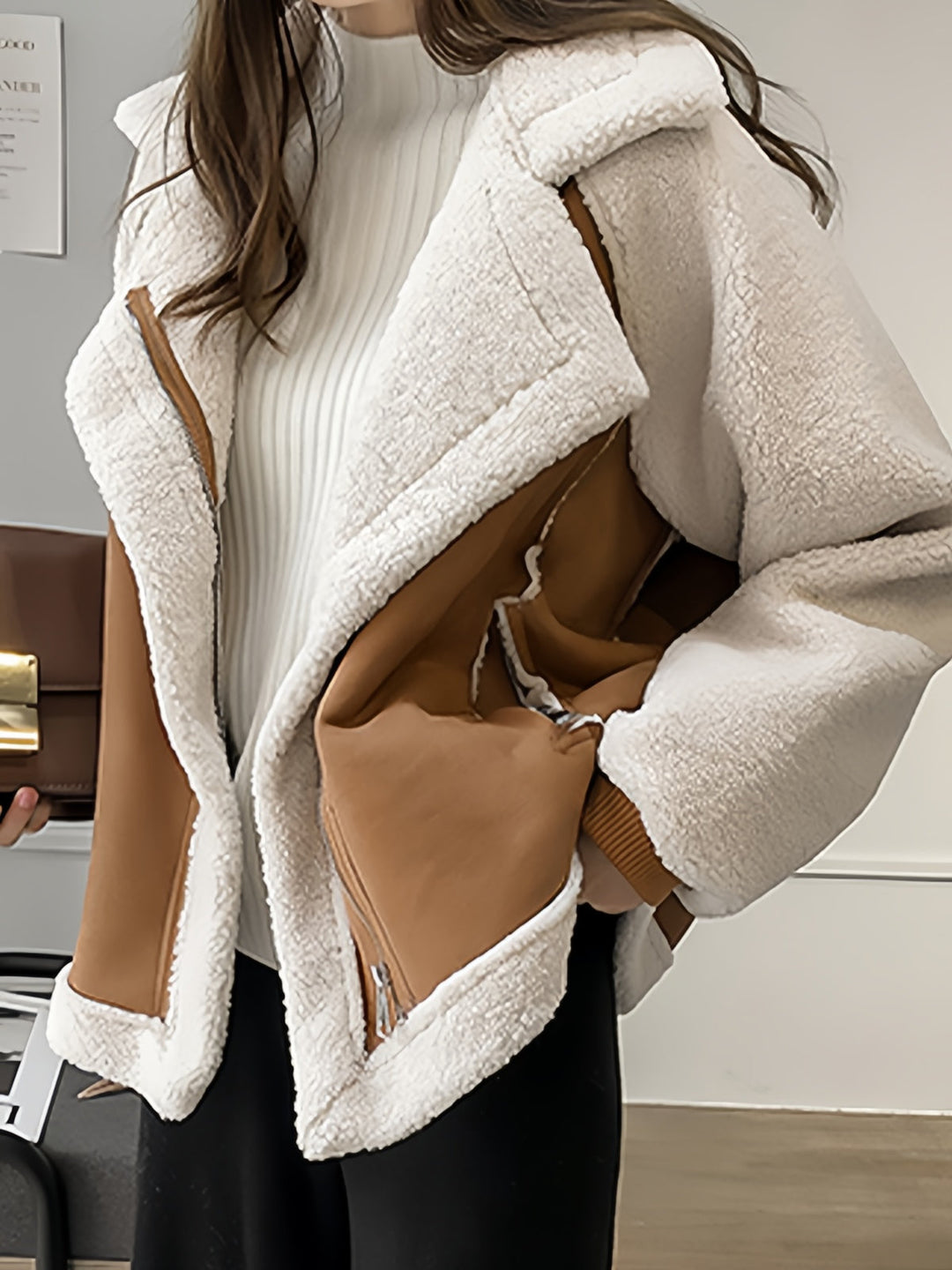 Drune | oversized veganes Wildlederjacke mit Reverskragen